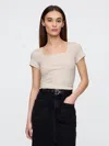 Gap Factory Ribbed Scoopneck Top In Gray