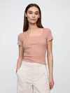 Gap Factory Ribbed Scoopneck Top In Pink