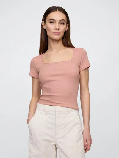 Gap Factory Ribbed Scoopneck Top In Pink