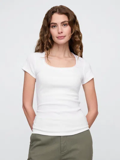 Gap Factory Ribbed Scoopneck Top In White