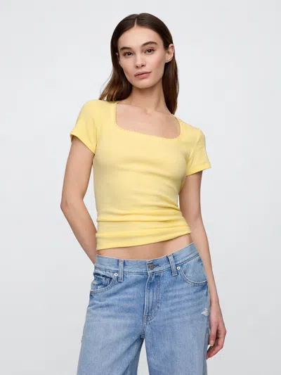 Gap Factory Ribbed Scoopneck Top In Yellow
