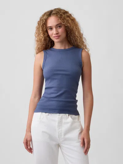 Gap Factory Ribbed Shell Tank In Blue