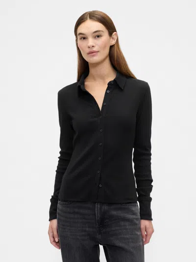 Gap Factory Ribbed Shirt In Black