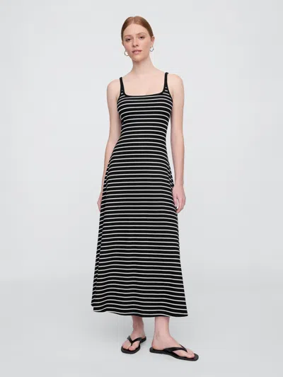 Gap Factory Ribbed Squareneck Midi Dress In Black