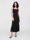 Gap Factory Ribbed Squareneck Midi Dress In Black