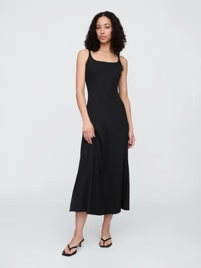 Gap Factory Ribbed Squareneck Midi Dress In Black