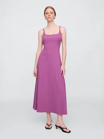 Gap Factory Ribbed Squareneck Midi Dress In Purple