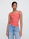 Gap Factory Ribbed Squareneck Ruffle Top In Red