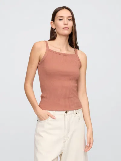 Gap Factory Ribbed Squareneck Tank Top In Brown