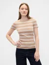 Gap Factory Ribbed Stripe Crewneck T-shirt In Brown