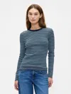 Gap Factory Ribbed Stripe Crewneck T-shirt In Green