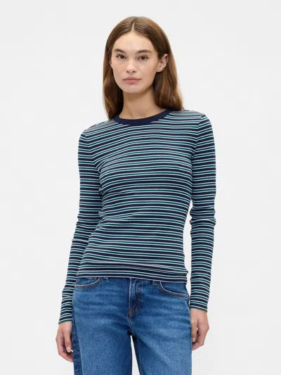 Gap Factory Ribbed Stripe Crewneck T-shirt In Green