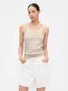 Gap Factory Ribbed Stripe High-neck Tank In Brown