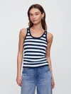 Gap Factory Ribbed Stripe Scoopneck Tank Top In Blue