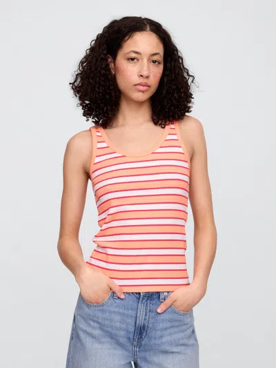 Gap Factory Ribbed Stripe Scoopneck Tank Top In Pink