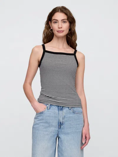 Gap Factory Ribbed Stripe Squareneck Tank Top In Black