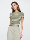 Gap Factory Ribbed Stripe T-shirt In Green