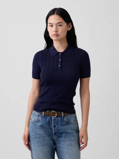 Gap Factory Ribbed Sweater Polo Shirt Shirt In Blue