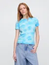 Gap Factory Ribbed Tie-dye Crewneck T-shirt In Blue