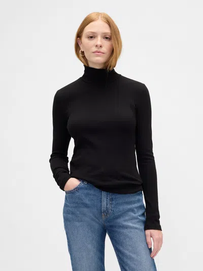 Gap Factory Ribbed Turtleneck T-shirt In Black
