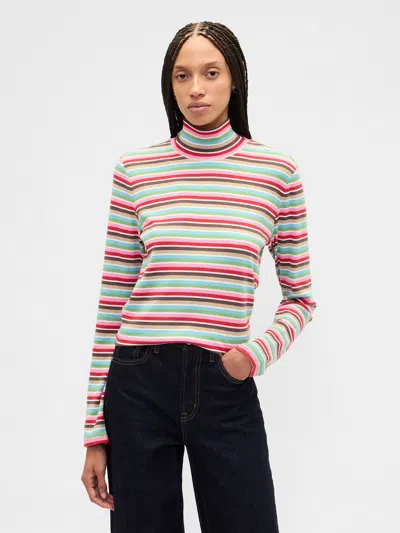 Gap Factory Ribbed Turtleneck T-shirt In Multi