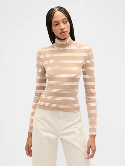Gap Factory Ribbed Turtleneck T-shirt In Nude
