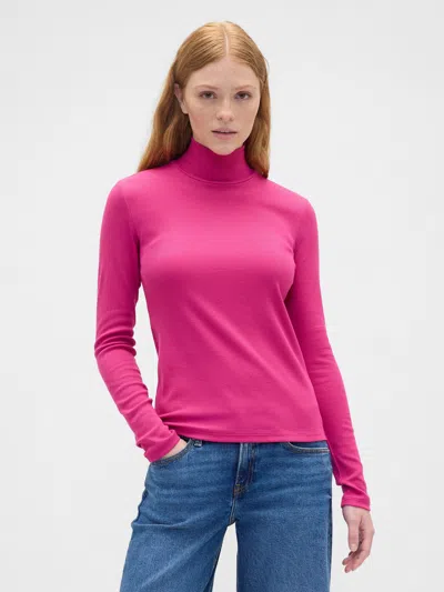 Gap Factory Ribbed Turtleneck T-shirt In Pink