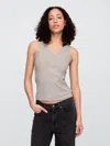 Gap Factory Ribbed V-neck Tank Top In Gray