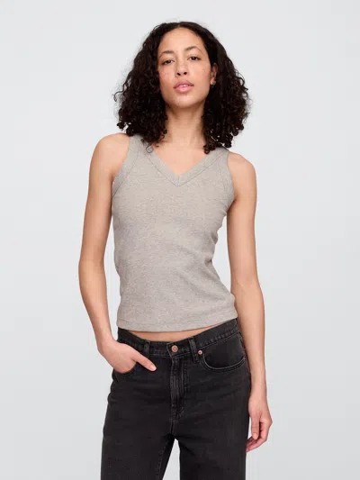 Gap Factory Ribbed V-neck Tank Top In Gray