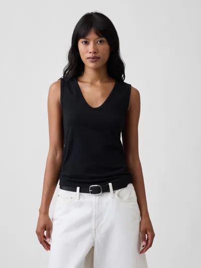 Gap Factory Ribbed V-neck Tank Top In Black