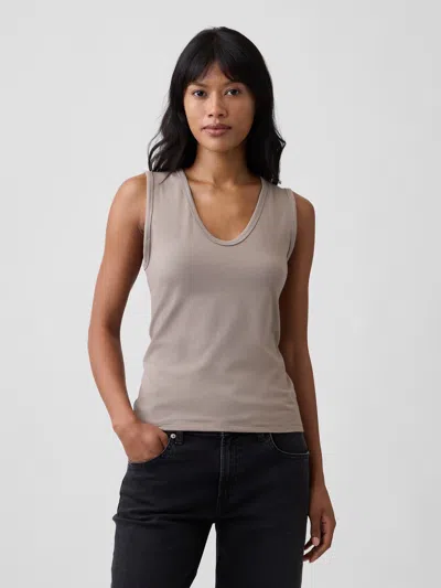 Gap Factory Ribbed V-neck Tank Top In Medium Cool Brown