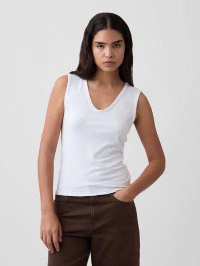 Gap Factory Ribbed V-neck Tank Top In White