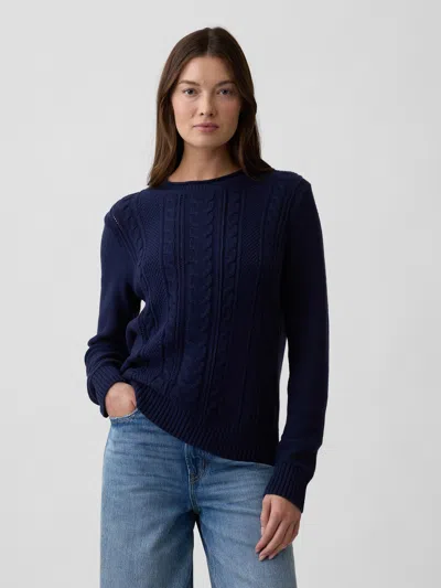 Gap Factory Rollneck Cable-knit Sweater In Navy Uniform