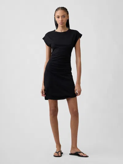 Gap Factory Ruched Jersey Mini Dress In Black