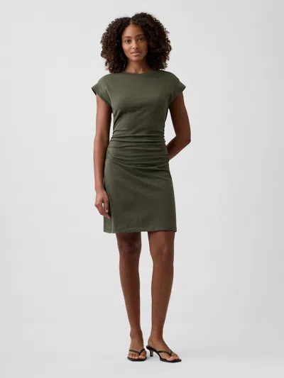 Gap Factory Ruched Jersey Mini Dress In Green