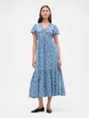 Gap Factory Ruched V-neck Maxi Dress In Blue