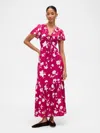 Gap Factory Ruched V-neck Maxi Dress In Pink