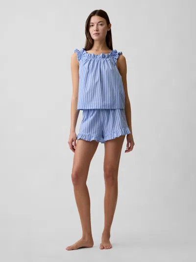 Gap Factory Ruffle Poplin Pj Shorts In Blue