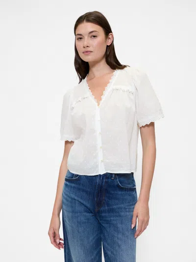 Gap Factory Ruffle V-neck Top In White