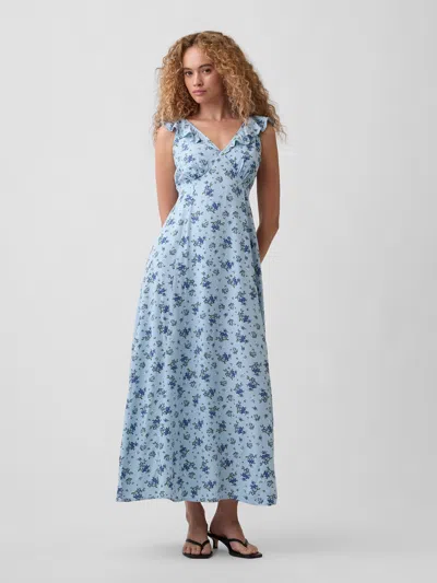 Gap Factory Ruffle V-neck Maxi Dress In Blue