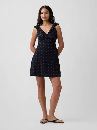 Gap Factory Ruffle V-neck Mini Dress In Black