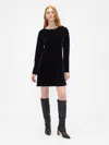 Gap Factory Satin Boatneck Mini Dress In Black