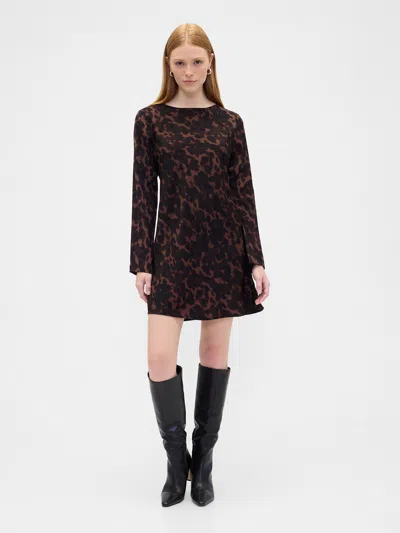 Gap Factory Satin Boatneck Mini Dress In Brown