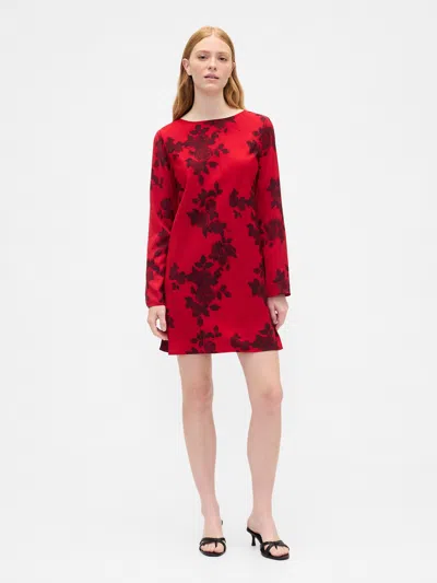 Gap Factory Satin Boatneck Mini Dress In Red