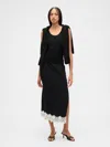 Gap Factory Satin Lace-hem Slip Skirt In Black