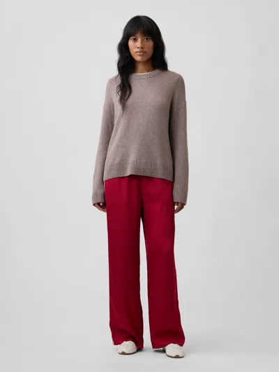 Gap Factory Satin Pull-on Track-stripe Pants In Burgundy Sled