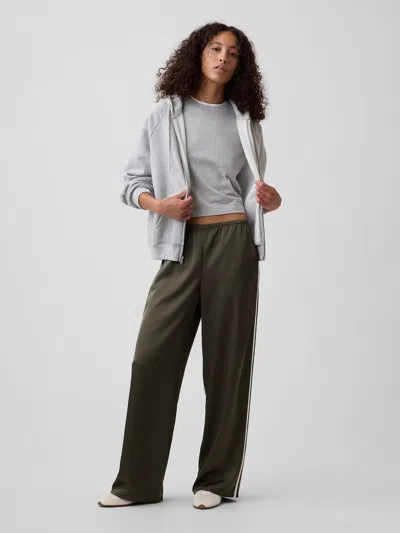 Gap Factory Satin Straight-leg Pants In Black Moss