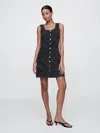 Gap Factory Scoopneck Button-front Mini Dress In Black