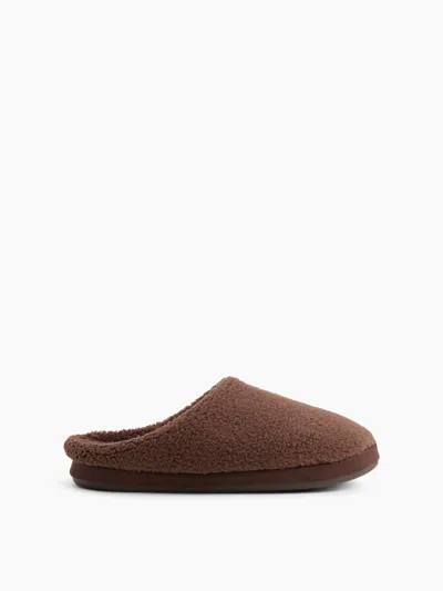 Gap Factory Sherpa Slippers In Terra Brown