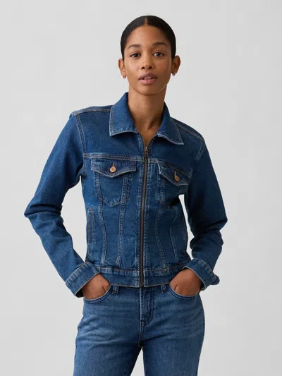 Gap Factory Shrunken Icon Denim Zip Jacket In Multi